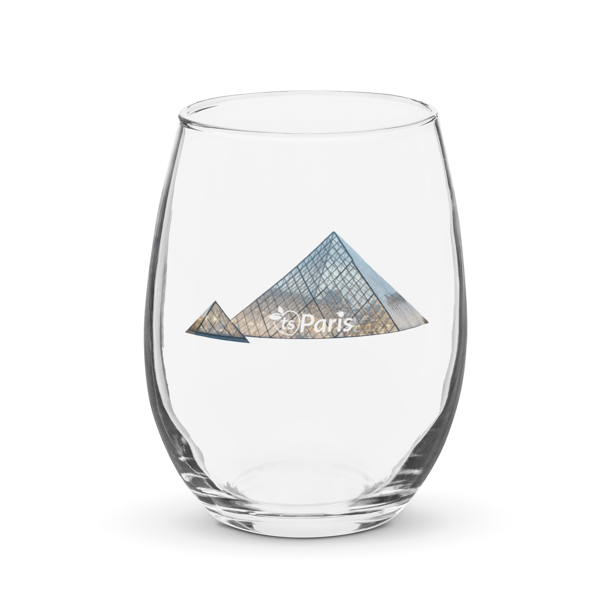 tsgabrielle® • Paris – Pirâmide do Louvre • Taça de Vinho Sem Pé • 15 oz