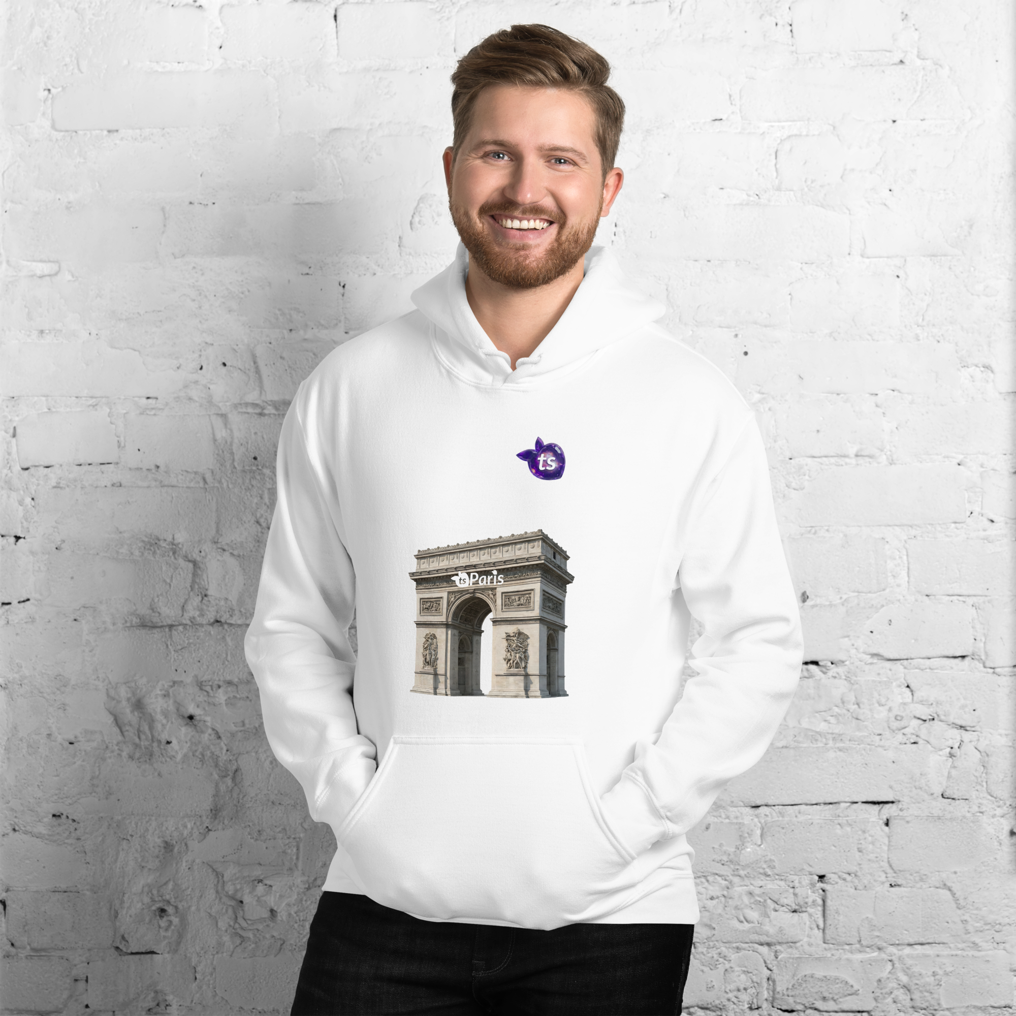 tsgabrielle® • Para Ele• Paris - Arc de Triomphe • hoodie • branco